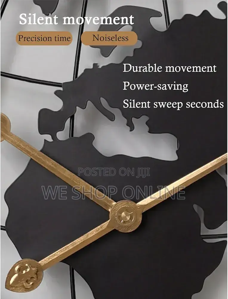 Large World Map Wall Clock
