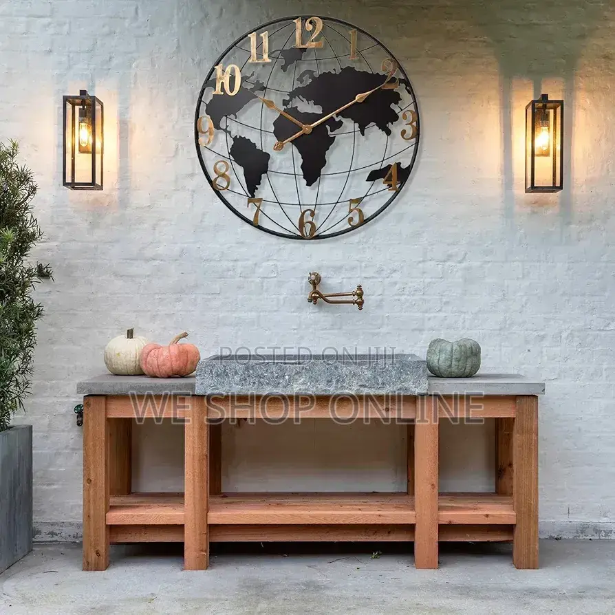 Large World Map Wall Clock