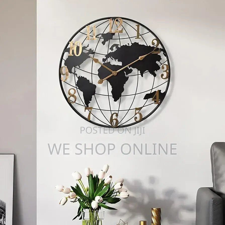 Large World Map Wall Clock