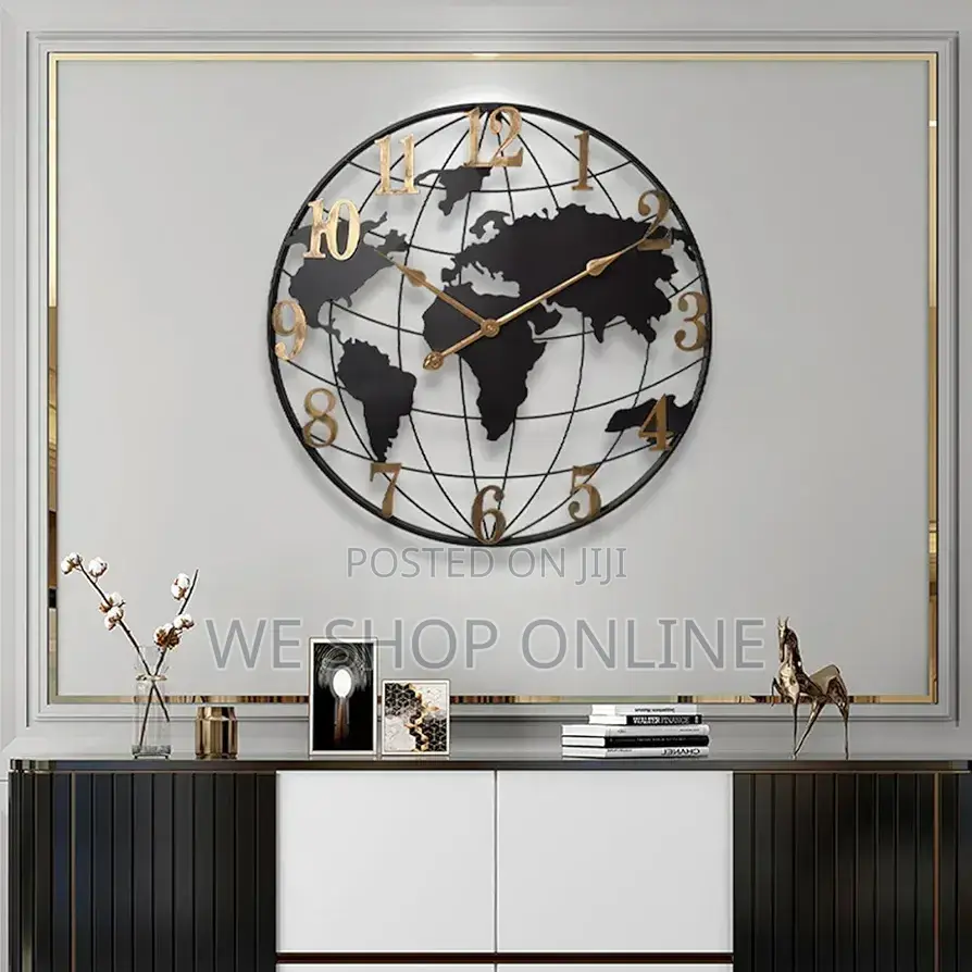 Large World Map Wall Clock