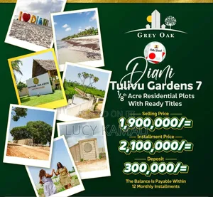 Prime 50x100 Plots in Diani ,900 Metres From the Beach.