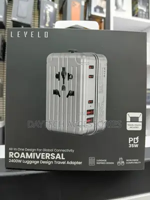Levelo Roamiversal 35w Luggage Design Travel Adapter - Aluminum Silver