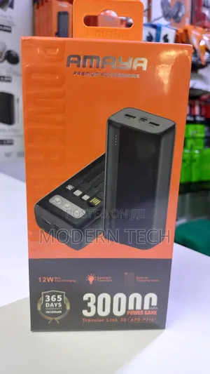 Amaya Heavy-Duty Power Bank 30000mah With Led Display – Black
