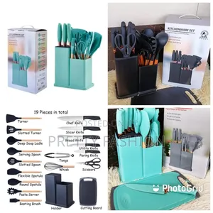 19pcs Silicone Cooking Spoons, Knifes, Chopping Board and Holder*