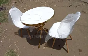 Marble Effect Top With Gold Stand Dining Tables +2c Hairs