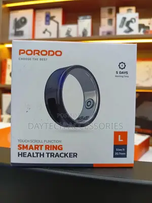 Porodo Smart Wearable Ring Size 11 With Touch Function - Black