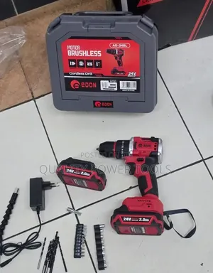 24v Edon Brushless Hammer Drill With Extra Bits 2 Batteries 24v 2.0ah