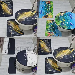 3-Piece Luxury Bathroom Mat Set Toilet Seat Cover - Soft Non-Slip