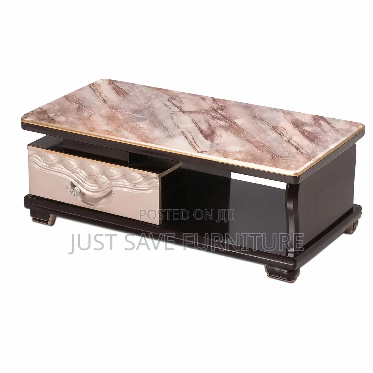 Modern Marble Top Coffee Table / Tv Stand With Storage Drawer