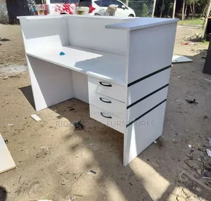 Indoor Office White Black Reception Desk