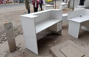 Office Reception Desk - All White Clean 1.4m