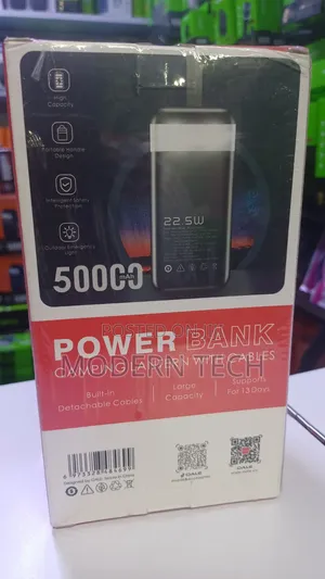 Oale 50,000mah High-Capacity Power Bank With Type-C Lightning Cables