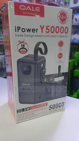 Oale Ultra Capacity 50,000mah Power Bank With Built-in Charging Cables