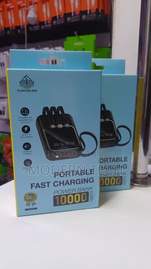 Floating Ark Travel Power Bank 10,000mah With Built-in Cables Torch