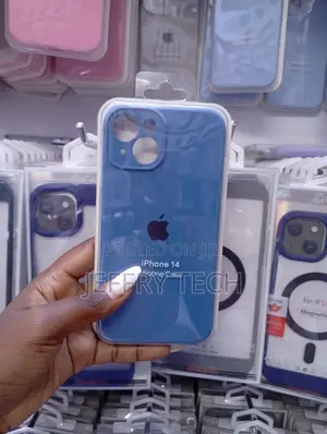 Generic Blue Silicone Phone Case Designed for an iPhone 14.