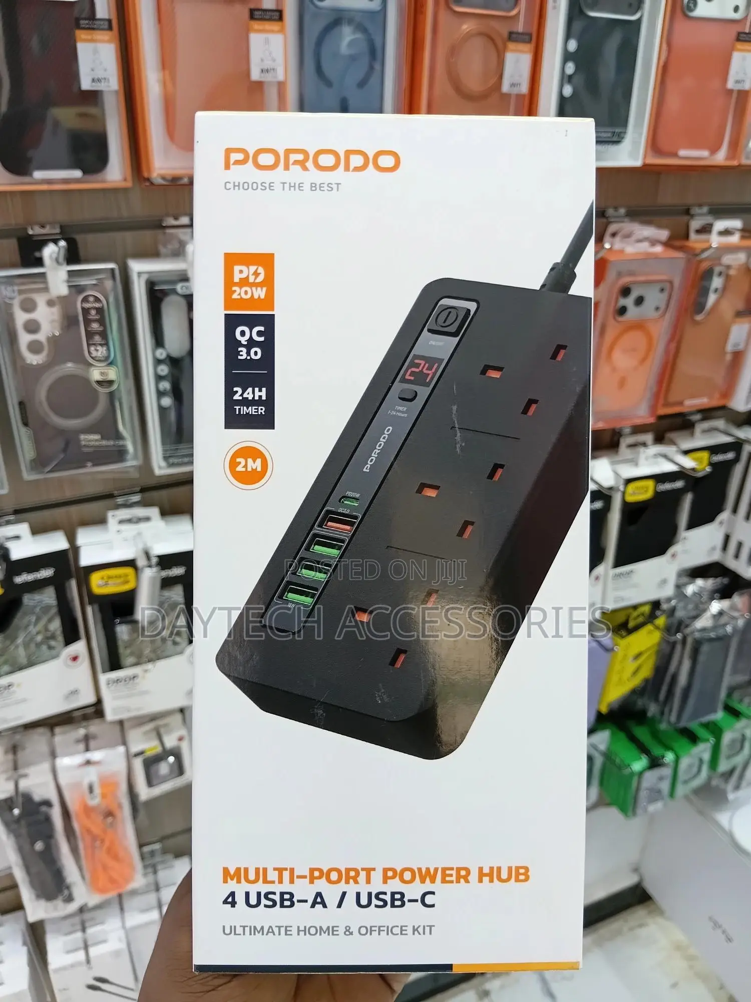 Smart Power Extension Socket 3plug 5 Usb 1 Pd20w- Black