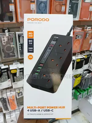 Smart Power Extension Socket 3plug 5 Usb 1 Pd20w- Black