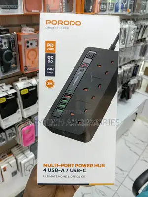 Smart Power Extension Socket 3plug 5 Usb 1 Pd20w- Black