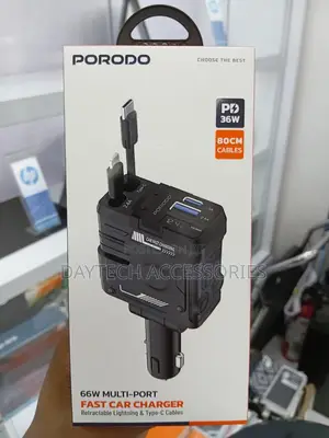 This Is a Porodo 66w Multi-Port Fast Car Charger Model Pd-Fwch029-Bk.