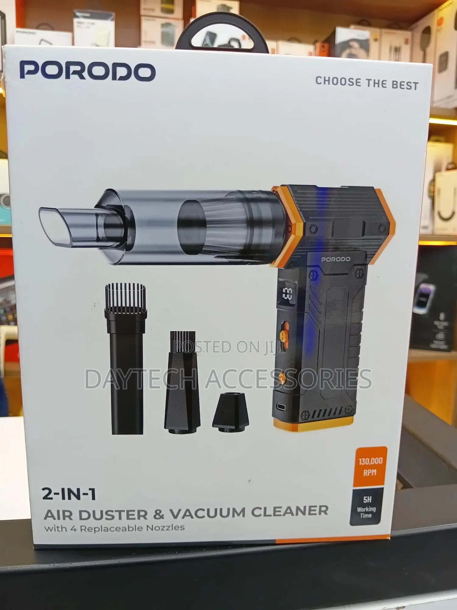 Porodo 2-in-1 Air Duster Vacuum Cleaner With 4 Replaceable Nozzles.