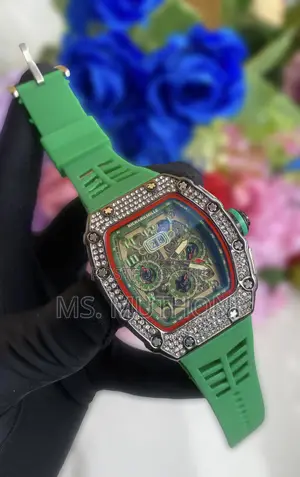 Diamond-Studded Richard Mille W/ Silicone Strap.