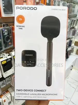 Porodo Two-Device Connect Handheld Lavalier Microphone.