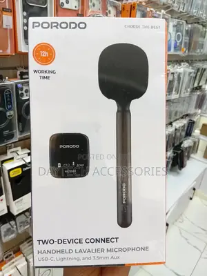 Porodo 2.4ghz Bt Microphone With Transmitter Receiver Noise Reductio