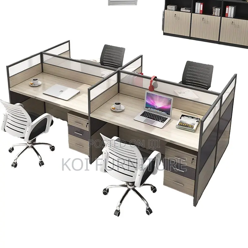 Office Workstation : Modern Style 4-Way Office Workstation