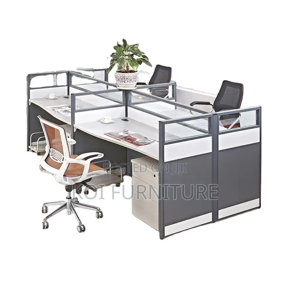 Office Workstation : Modern Style 4-Way Office Workstation