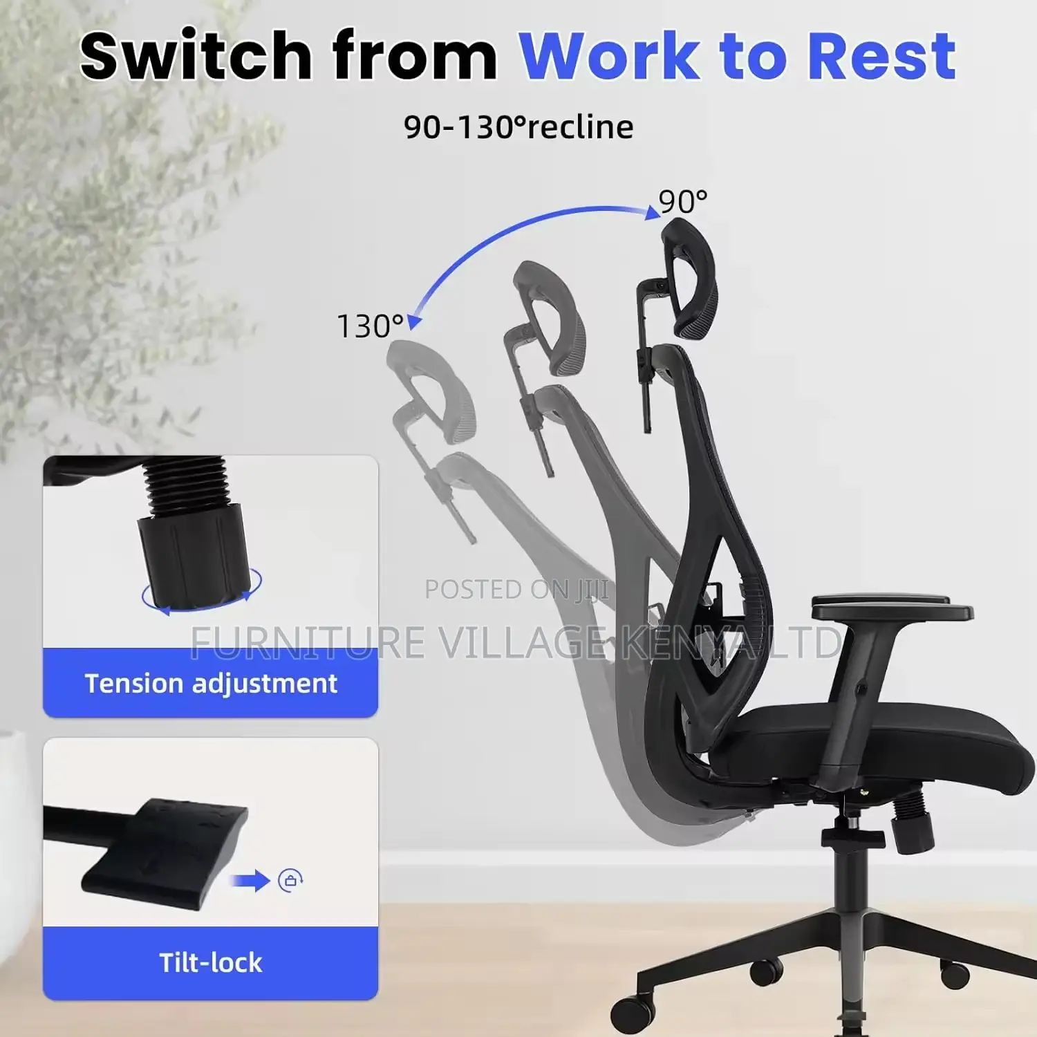 Ergonomic Swivel Mesh-Backrest High-Back Seat