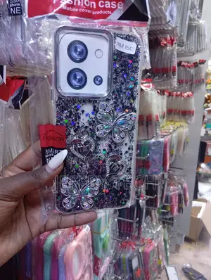 Rm 15c Decorative Phone Case Featuring Black Glitter