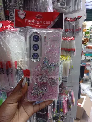 Tecno Camon 40 Purple Glitter Base and Metallic Butterfly Case