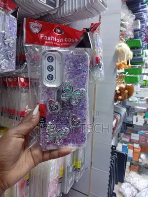 Samsung Galaxy A56 Clear Filled With Vibrant Purple Glitter Case