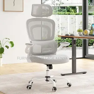 Swivel White Mesh Orthopedic Study Chair With Arms