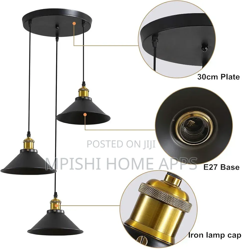 3 Retro Industrial Pendant Lights