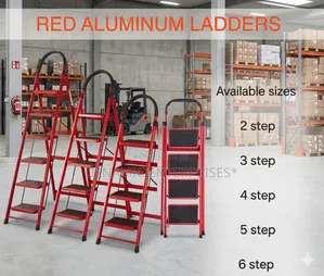 5 Steps Red Aluminum Foldable Step Ladders