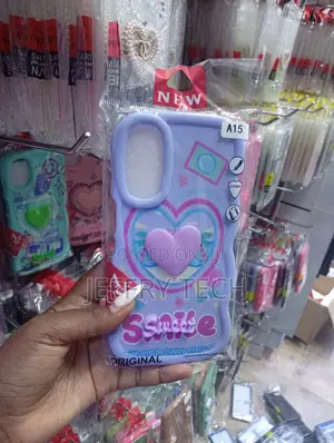 Samsung Galaxy A15 Purple Smartphone Case With a Heart-Shaped Stand