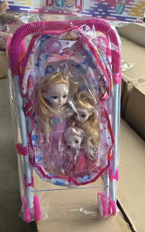 Children's Toy Baby Stroller Set That Comes With Three Dolls