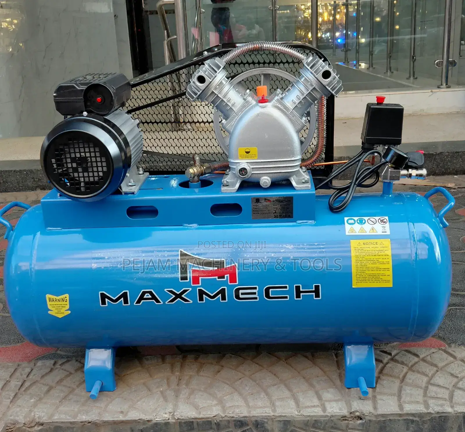 100l Maxmech Belt Driven 2 Piston Electric Compressor