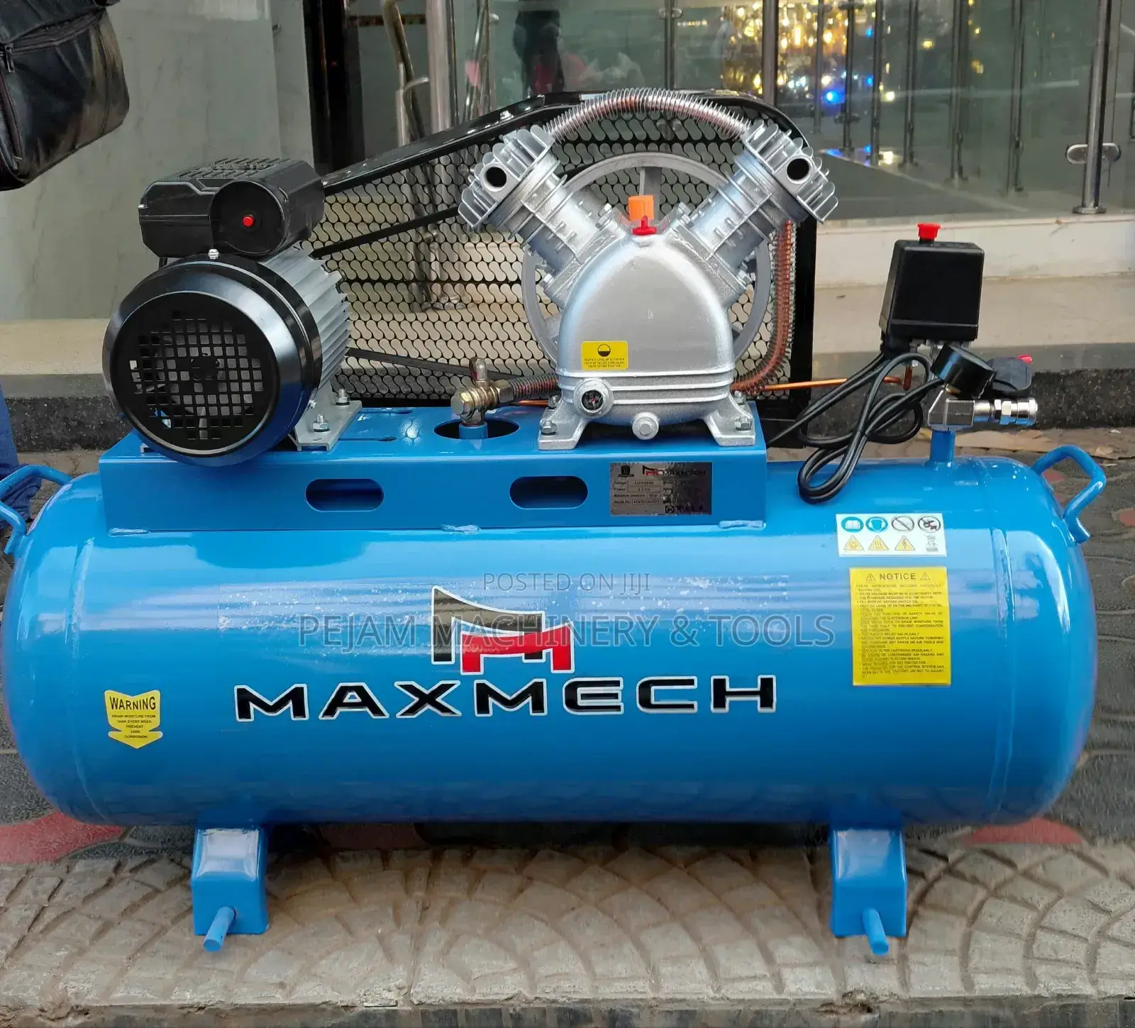 100l Maxmech Belt Driven 2 Piston Electric Compressor