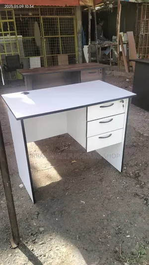 White Black Striped Study Desk