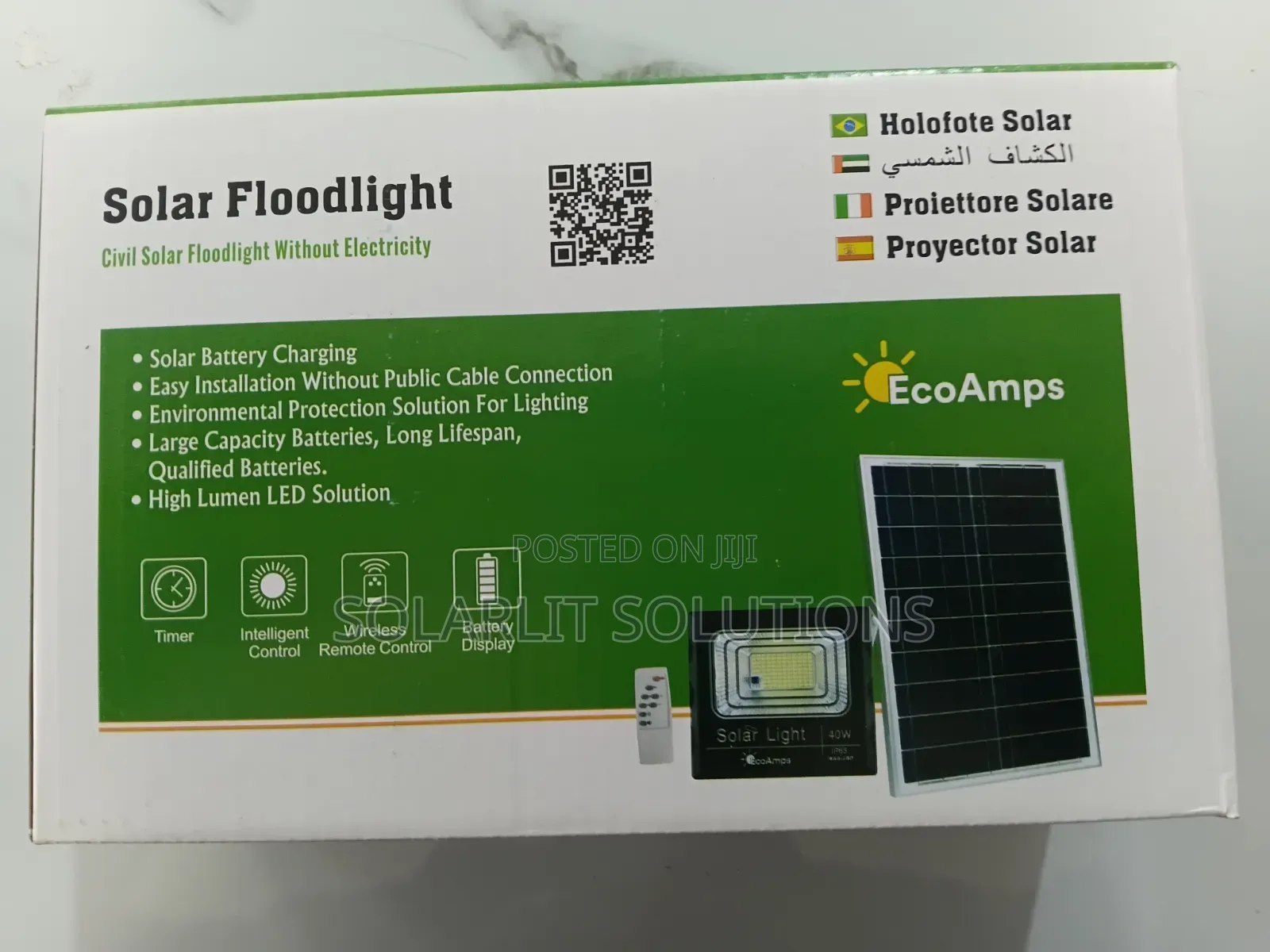 40w Ecoamps Solar Floodlight