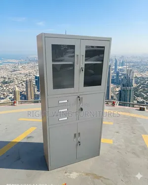 Office Half Glass Cabinet With Safe Box and Lock (Strong Secured)