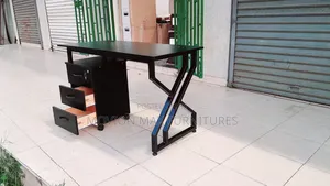 All Black Office Desk+Pedestal Safe