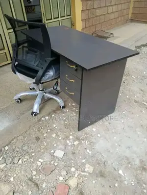Grey Office Desk With Mesh Chair