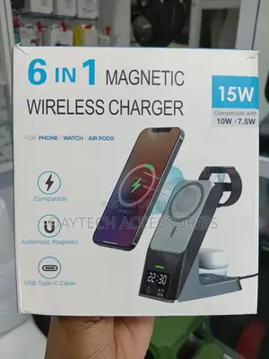 Magsafe 6-in-1 Multi-Function Wireless Charger Touch Digital Display.