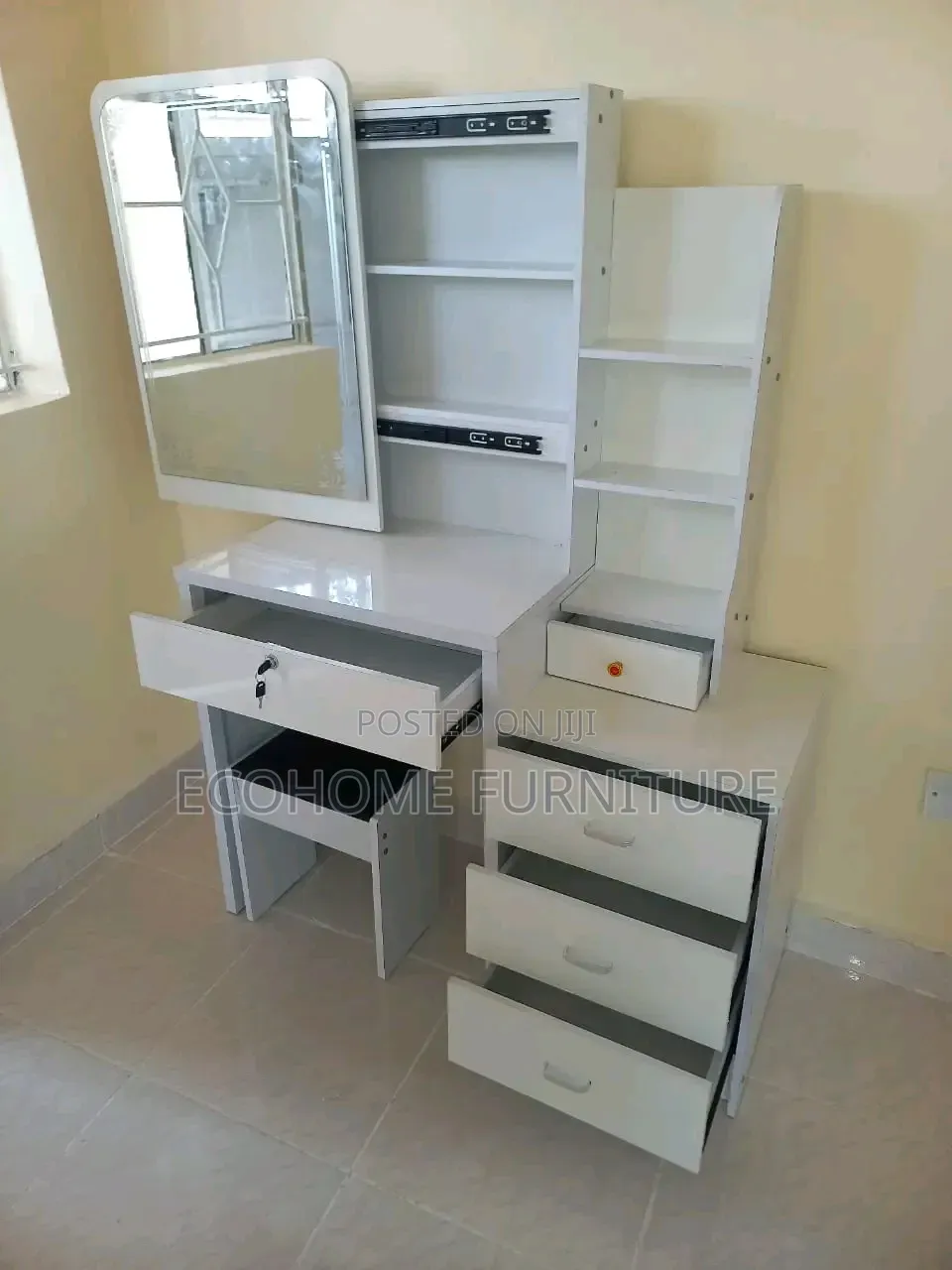 Dressing Table ; With Mirror, Drawers, Shelves and Seat
