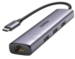 Ugreen Usb3.0 to 3×Usb3.0 +Rj45 Ethernet Adapter Type-C Power Supply
