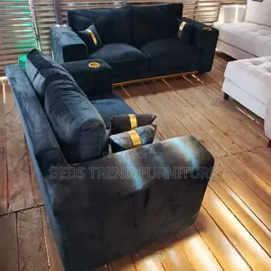5 Seater Dark Blue Velvet Sofa