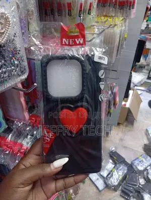 Infinix Smart 8 Phone Case With a Red Heart-Shaped Stand.